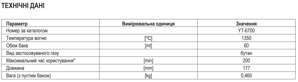 технічні характеристики